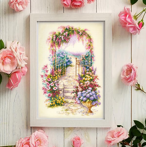 Broderikit Magic Needle "Indgang til haven" 23x34 cm
