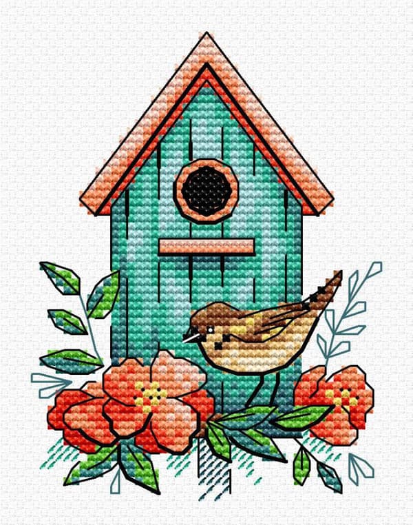 Broderikit MP Studia "Sparvhem" 8x11 cm