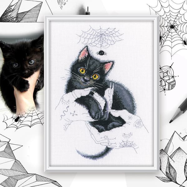 Broderikit RTO "Kattemagi" 16.5x25 cm