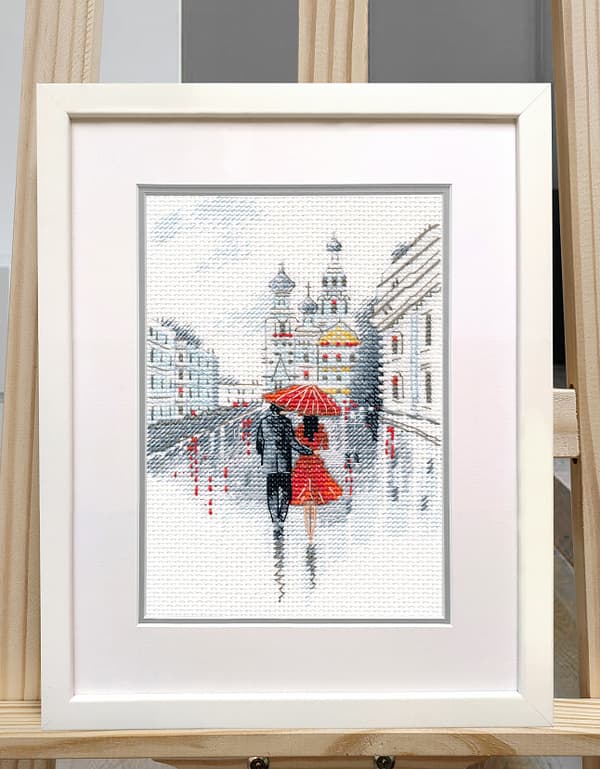 Broderikit Oven "Sketcher - Regn" 10x15 cm