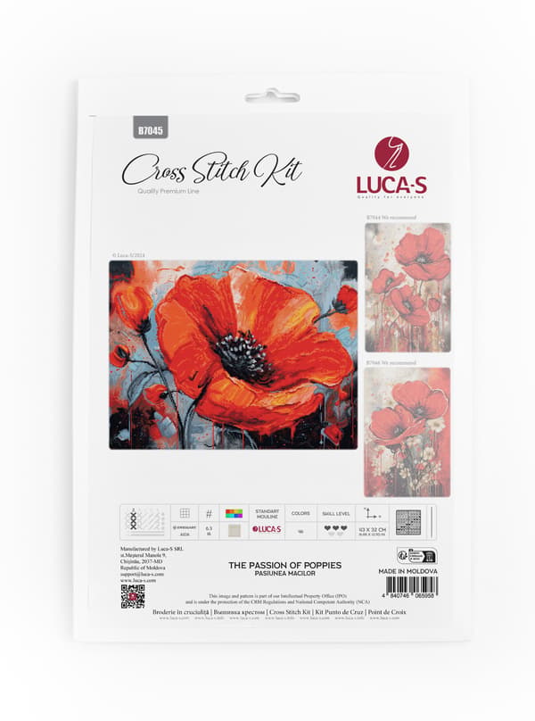 Ristipistopakkaus Luca-S B7045 - "Vallmon intohimo" 43x32 cm