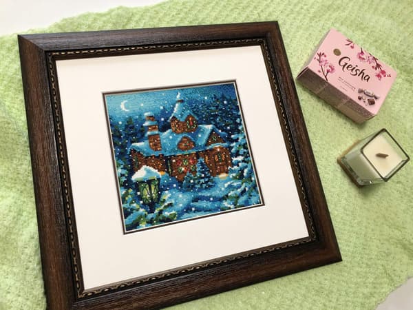 Broderikit Riolis "Snefald i skoven" 20x20 cm