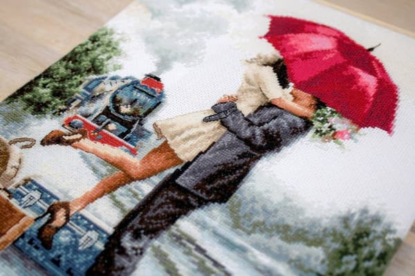 Broderikit Luca-S B2369 - "Par på togstationen" 22x31 cm