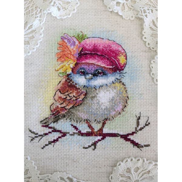 Broderikit MP Studia "Stilfuld spurv" 13x15 cm