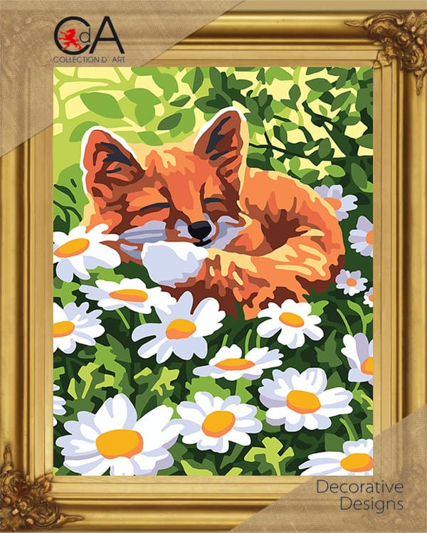Påtrykt broderikit Collection D`Art "Ræv" 22x30 cm