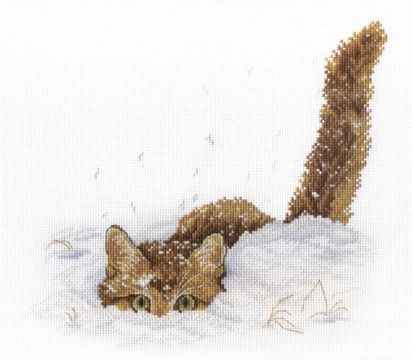 Broderikit MP Studia "Kat i sneen" 20x25 cm