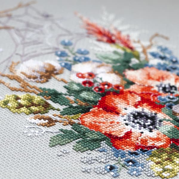 Broderikit Magic Needle "Valmue og bomuld" 18x26 cm