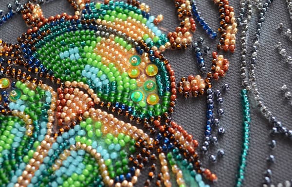 Perlebroderi Abris Art "Smaragdbille" 20x20cm