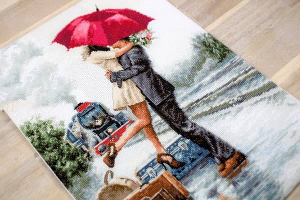 Broderikit Luca-S B2369 - "Par på togstationen" 22x31 cm