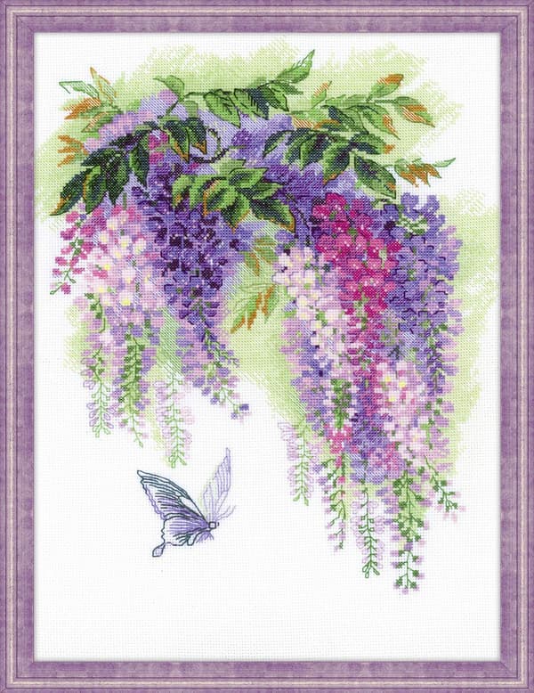 Broderikit Riolis "Blåregn" 30x40 cm