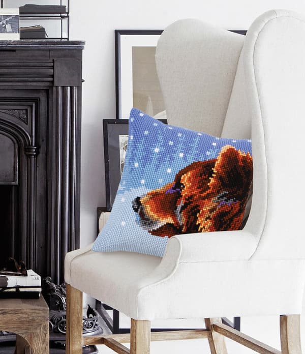 Broderikit Pude Collection D`Art 5305 - "Vinterdyr" 40x40 cm