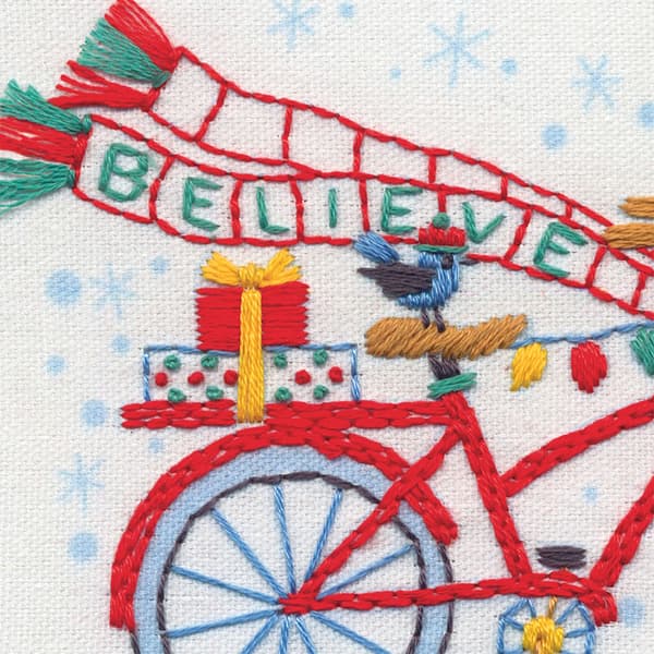 Broderikit med broderiramme Dimensions "Weekendcykel" 15 cm