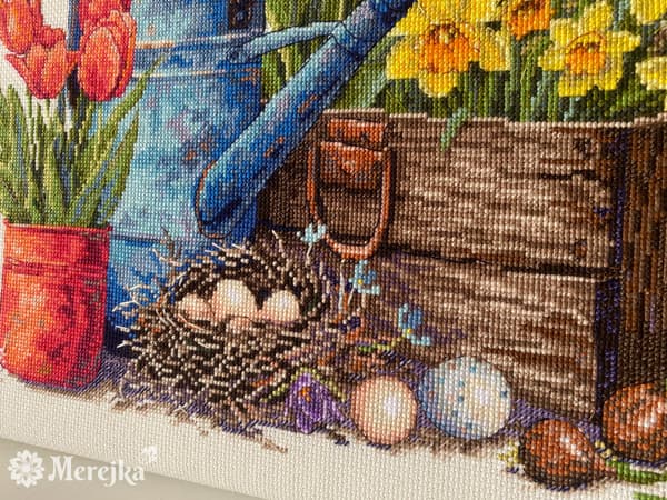 Broderikit Merejka K-251 - "Vårträdgård" 27x40 cm