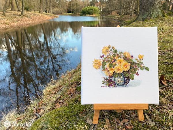 Broderikit Merejka K-207B - "Roser og bær" 23x17.5 cm
