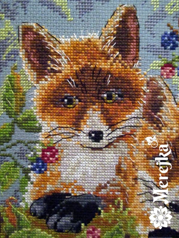 Broderikit Merejka K-44 - "Rävar" 18x18 cm