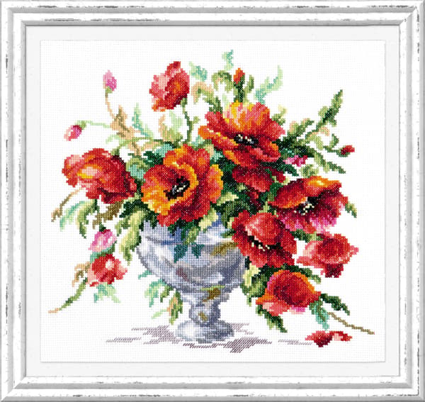 Broderisett Magic Needle "Rød valmue" 27x24 cm
