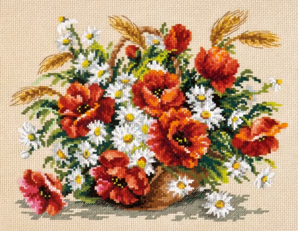 Broderikit Magic Needle "Vildblombukett" 27x21 cm