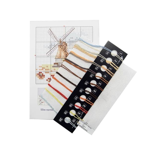 Broderikit Alisa "Vindmøller i valmuefelt" 7x7 cm
