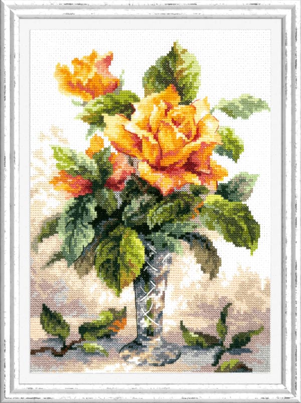 Broderisett Magic Needle "Gule roser" 20x27 cm