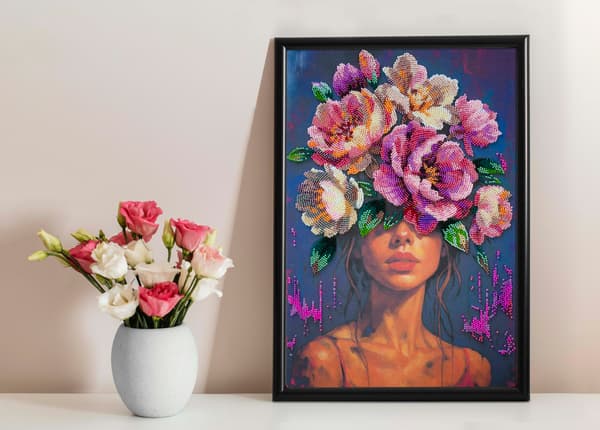 Perlebroderi Abris Art "Blomstrende tanker" 26x39cm