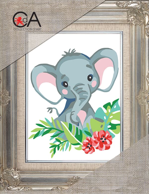 Kanavatyö Collection D`Art "Bebis-elefant" 14x18 cm