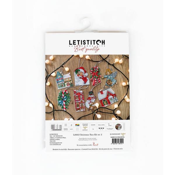 Broderikit LetiStitch L8002 - "Julelegetøjssæt" 9x8 cm
