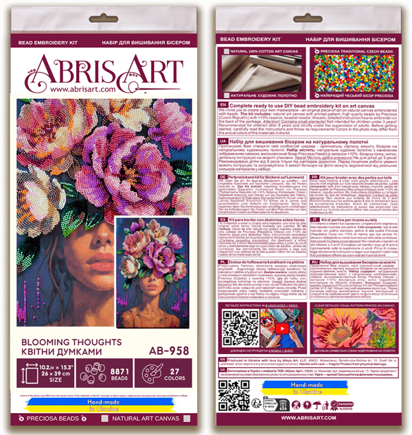 Perlebroderi Abris Art "Blomstrende tanker" 26x39cm