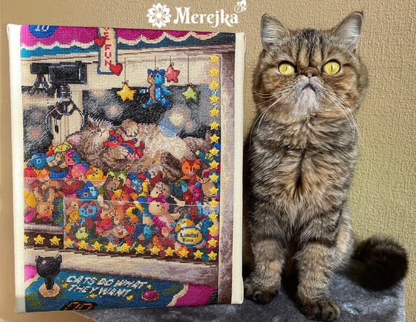 Broderikit Merejka K-196 - "Katte gør hvad de vil" 22x30 cm