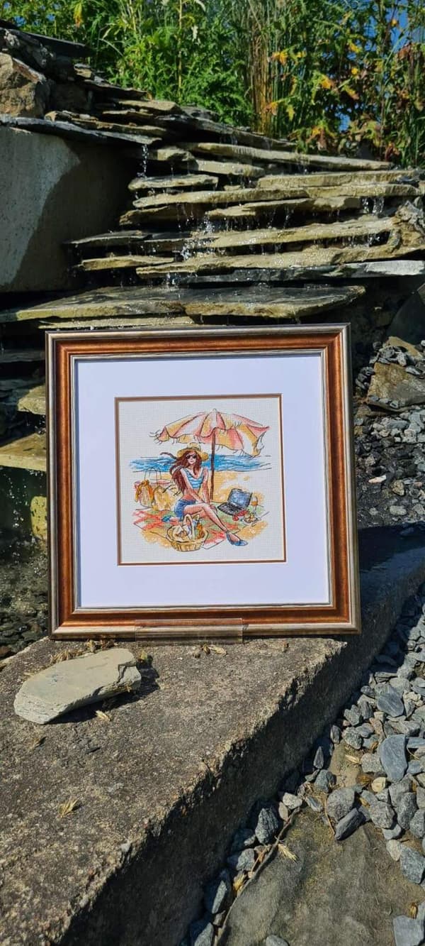 Broderisett Riolis "På stranden" 20x20 cm