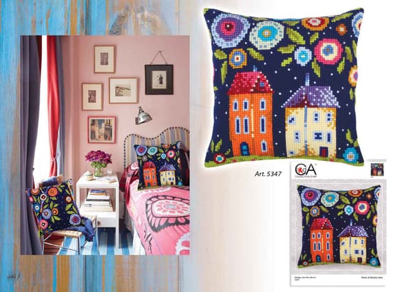 Broderikit Pude Collection D`Art 5347 - "Blomstrende gade" 40x40 cm