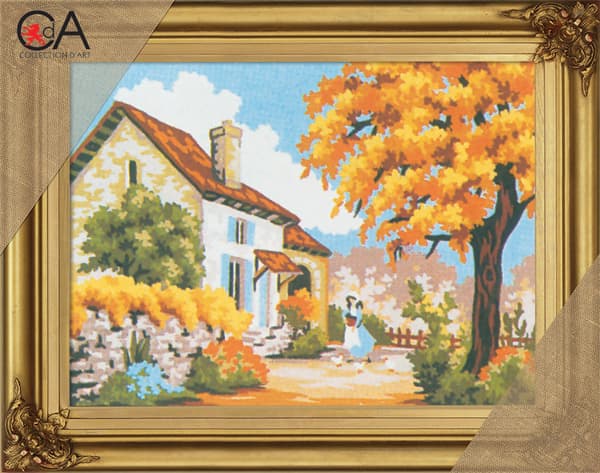 Påtrykt broderikit Collection D`Art "Stenstuga" 22x30 cm