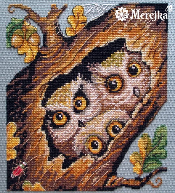 Broderikit Merejka K-32 - "Ugler" 16x18 cm
