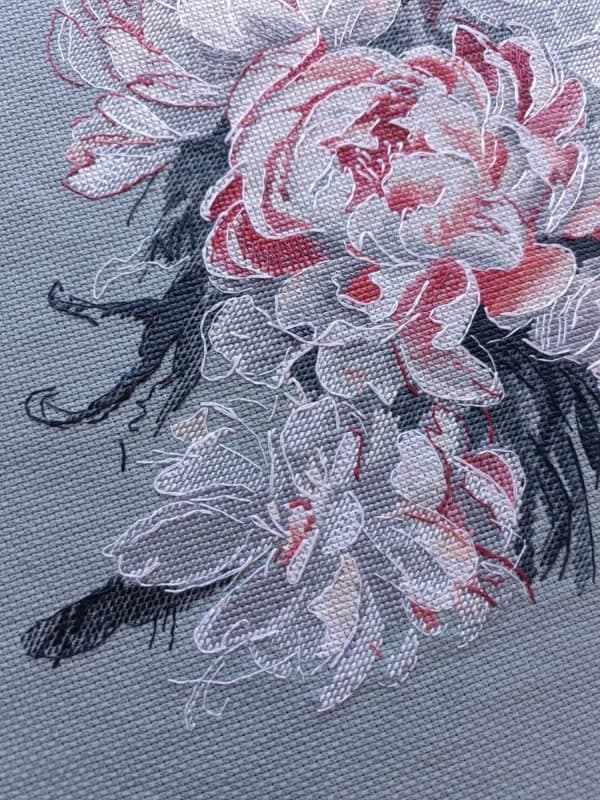 Broderikit Oven "Spetsbujor" 24x30 cm