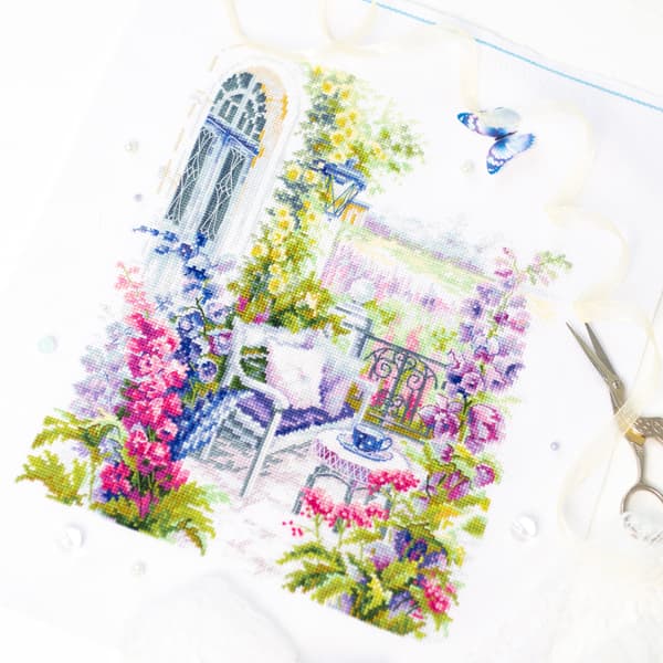 Broderikit Magic Needle "Hyggelig terrasse" 21x27 cm