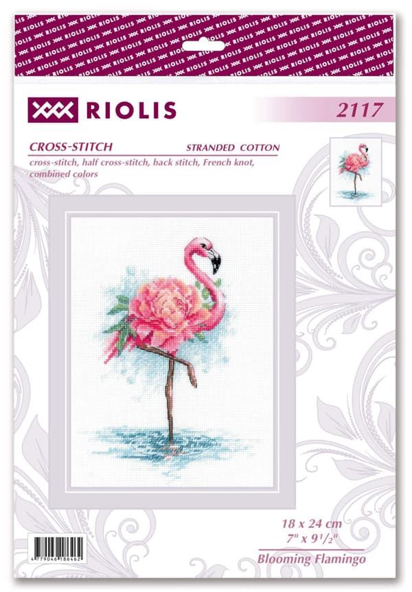 Broderikit Riolis "Blomstrende flamingo" 18x24 cm