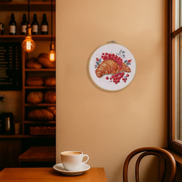 Broderisett Abris Art "Croissant med røde rips" 20x20cm