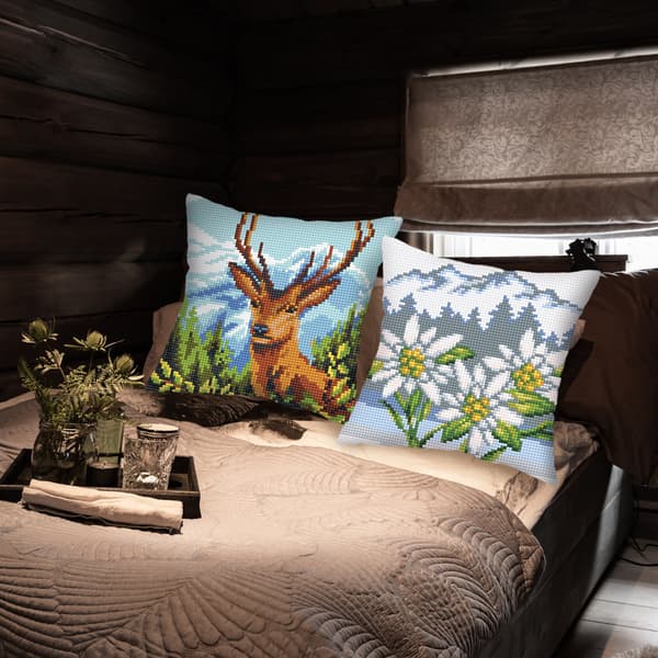Broderikit Pude Collection D`Art 5440 - "Edelweiss" 40x40 cm