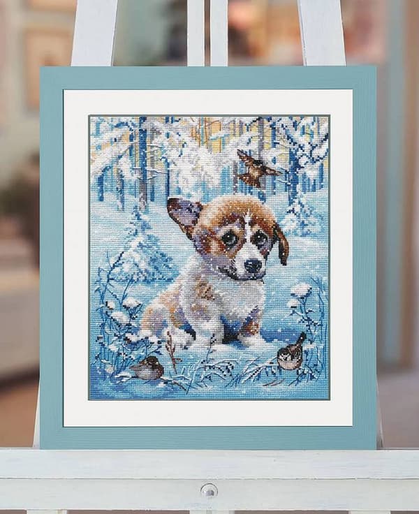 Broderikit Oven "Snøhvalp" 20x25 cm