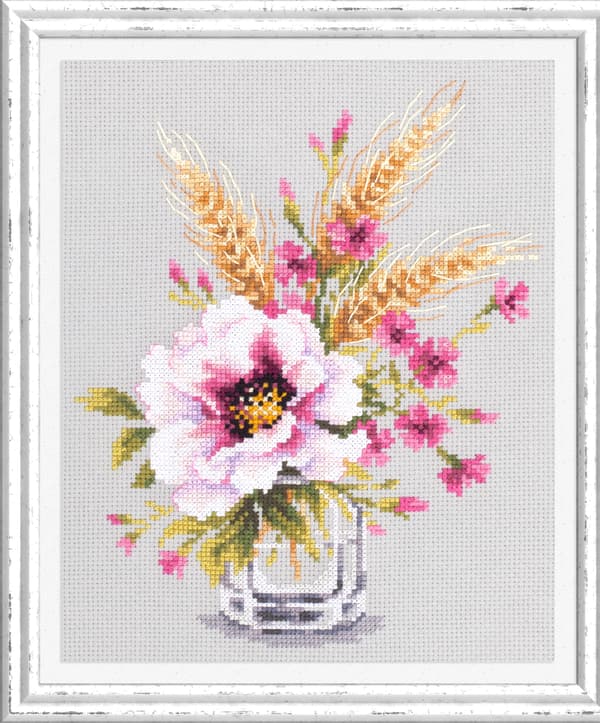 Broderikit Magic Needle "Valmuer og nelliker" 18x23 cm