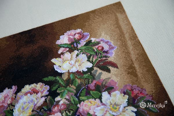 Broderikit Merejka K-101 - "Fyldige buketter" 25x34 cm