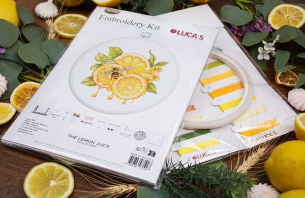 Broderikit med sybåge Luca-S "Citronjuice" 12x12 cm