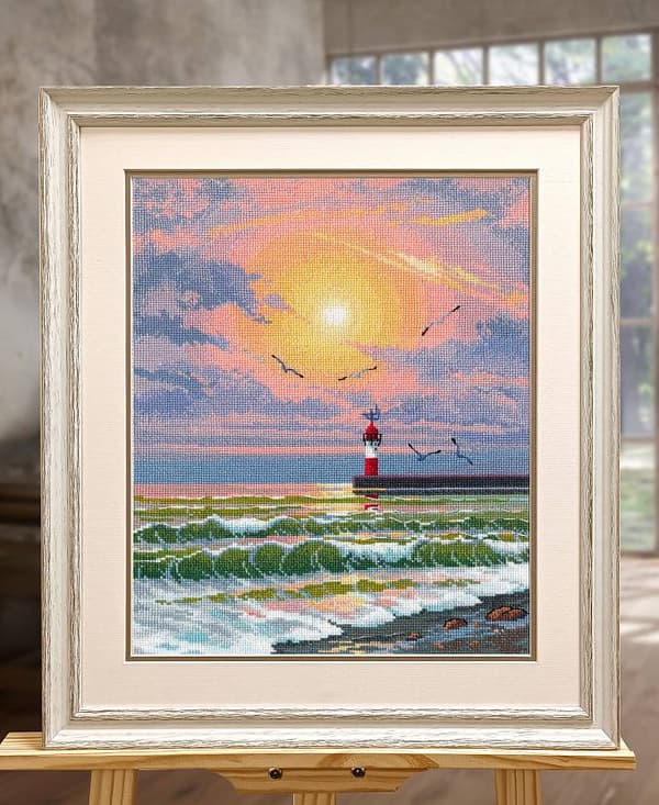 Broderikit Oven "Ild og måger" 24x30 cm