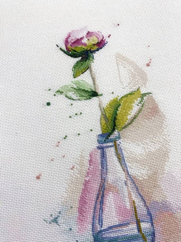 Broderisett Oven "Elegant peon" 16x29 cm