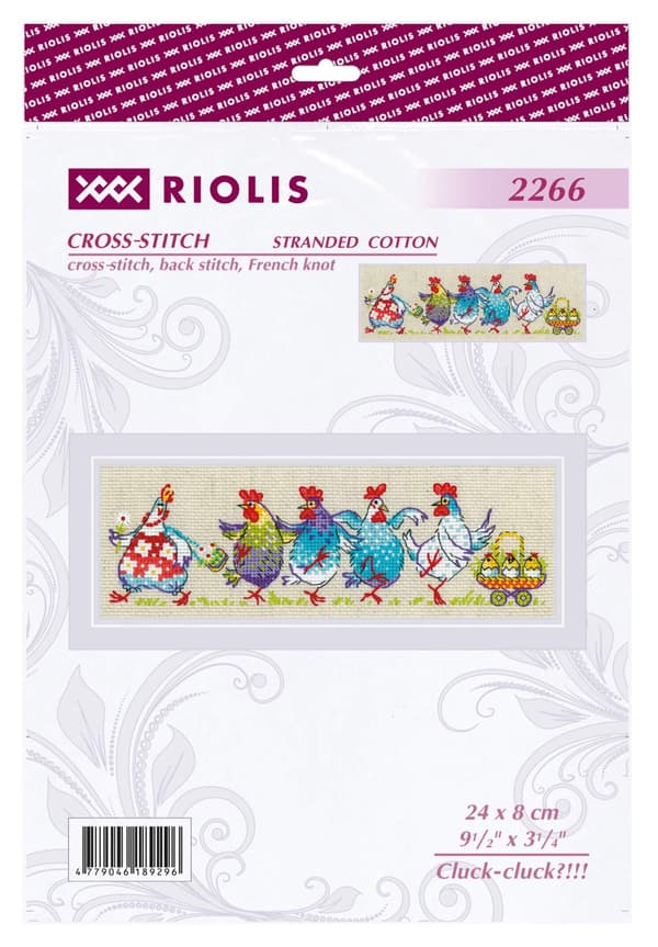 Broderikit med korssting - Riolis "Kluk-kluk?!!!" 24x8 cm