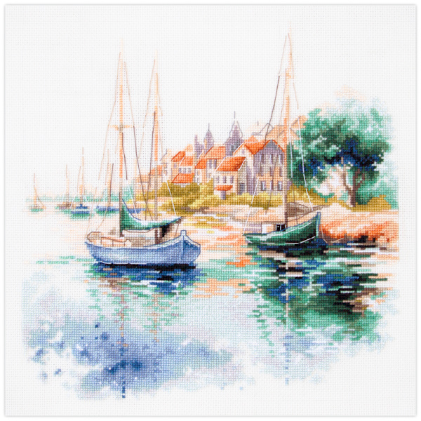 Broderikit Magic Needle "Den tysta hamnen" 26x26 cm