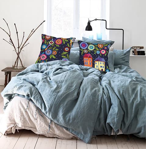 Broderisett Pute Collection D`Art 5347 - "Blomstrende gate" 40x40 cm