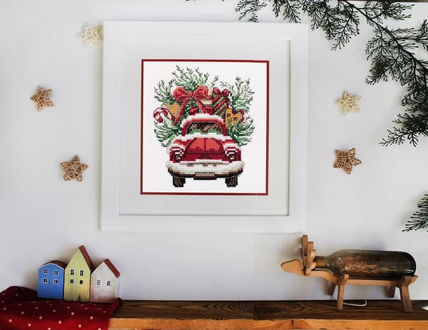 Broderikit Klart "Julklappar" 14x12.5cm