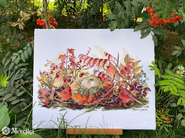 Broderikit Merejka K-190 - "Rapsodi i rødt" 26x43 cm