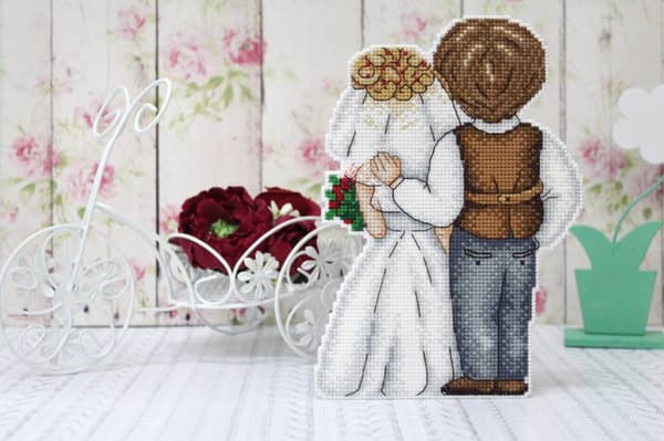 Broderikit Plastik Canvas MP Studia "Mand & hustru" 19x13 cm