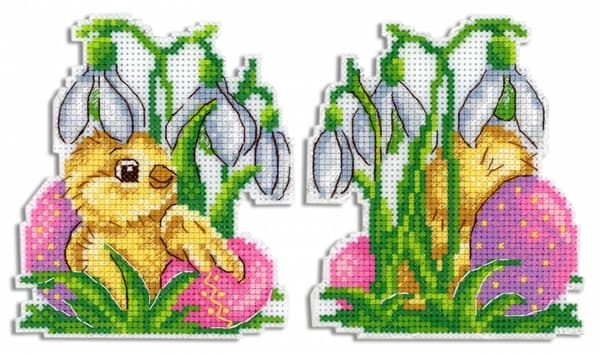 Broderikit plastic canvas MP Studia "Påskbudbärare" 9x10.5 cm